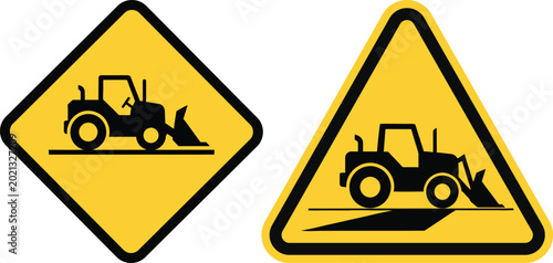Construction vehicle warning signs loader icon
