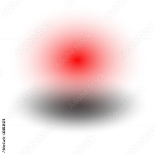 Red gradient sphere with gray shadow on neon signs black background.