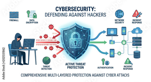 Cybersecurity infrastructure demonstrates the necessity of multi-layered protection systems to defend sensitive network data against malicious hacker attacks.