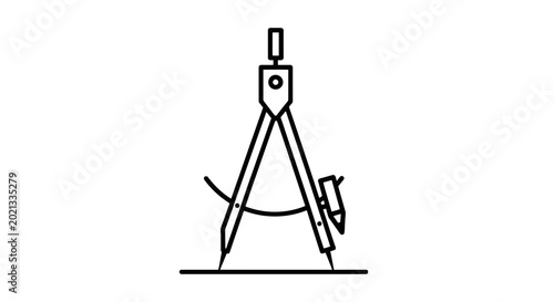 Photos Drawing compass with pencil and ruler.