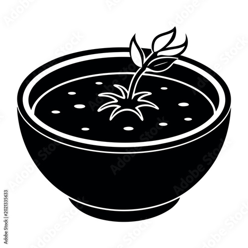 Tomato soup silhouette illustration on white background  
