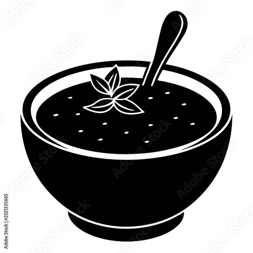 Tomato soup silhouette illustration on white background  