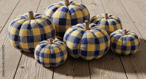 Harvest Hues: A Cozy Gathering of Plaid Pumpkins