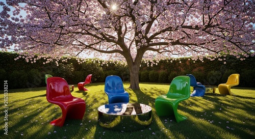 A spring daydream unfolds beneath a canopy of blossoms.