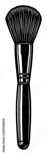 Make Up Brush Black and White Outline Line Art Drawing Tool for Beauty Salon Cosmetic Illustration