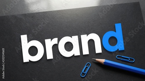 Creative display of branding concept on black background with blue and white colors