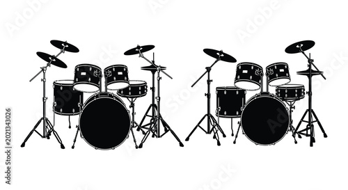 Fotografía drum kit silhouette on a white background