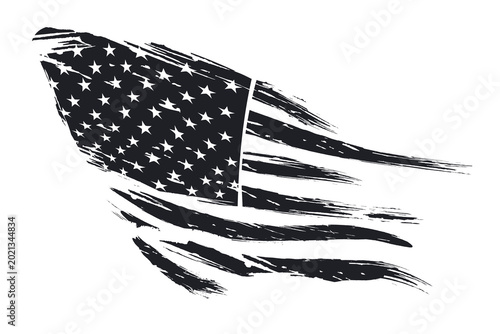  Independence Day. Isolated element of the US flag in black