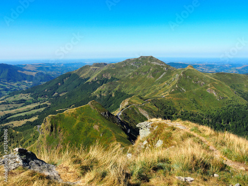 Photography Panoramic view from the summit of Puy Mary in the Cantal mountains, France