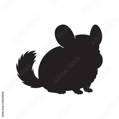 Foto Black silhouette of a cute fluffy chinchilla