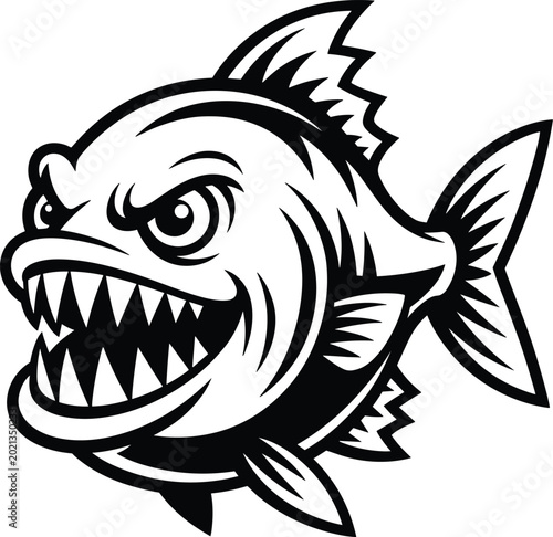 Fotografía Angry cartoon tiger growling with sharp teeth exposed