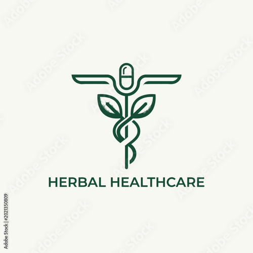 Herbal healthcare logo with green design.