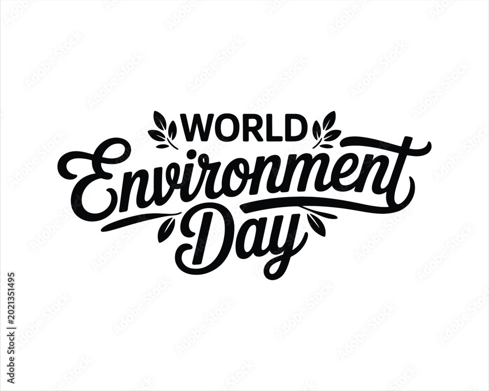 Fototapeta premium World Environment Day Hand Lettering Typography on a white background. Happy World Environment Day