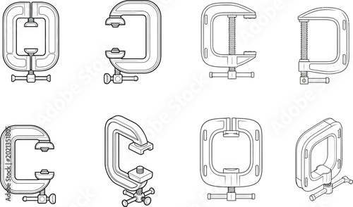 Foto C-clamp and pipe clamp tool designs in various styles and configurations