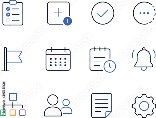 Professional Flat Design Task Management Icon Pack