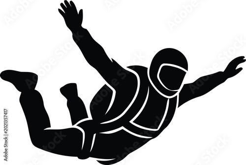 Photos Silhouette vector of a skydiver in freefall pose