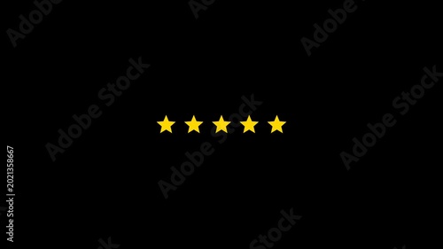 Gold five star rating animation.