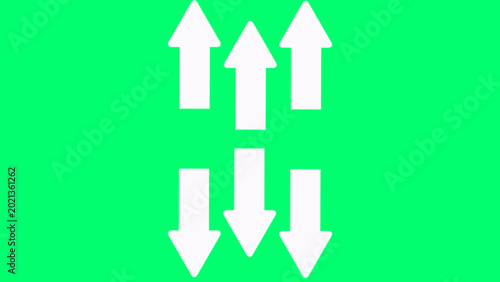 Up and down arrows on black background, motion graphics a set of four white