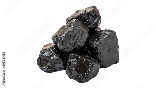 Quadro su tela A pile heap of raw dark black natural coal mineral chunks fuel resource for ener