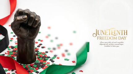 Artistic Juneteenth Freedom Day Arrangement with Raised Fist Sculpture