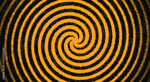 Fotografie Abstract orange and black optical illusion spiral