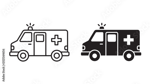 Ambulance Icons For Medical Emergency Concepts