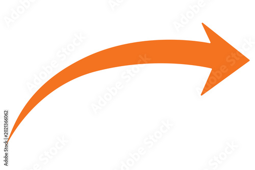 Vibrant orange curved arrow vector for call to action buttons and marketing graphics applications