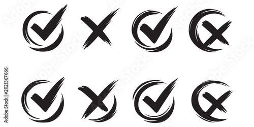 Cuadro en lienzo Grunge vector checkmark and cross