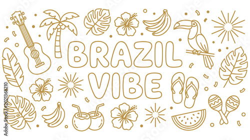 Foto Brazil vibe with toucan guitar and tropical elements.