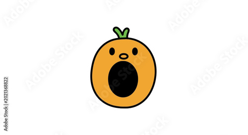 Foto Cartoon orange with surprised face.