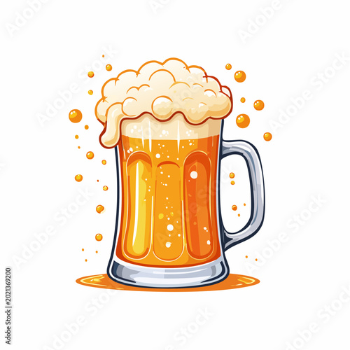 Golden Brew Delight: An artistic rendering of a refreshing pint of beer, showcasing the rich golden hue of the beverage and the frothy, creamy foam.