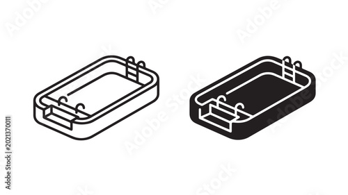 Swimming Pool Icons Black And White For Summer Sports And Recreation Concepts