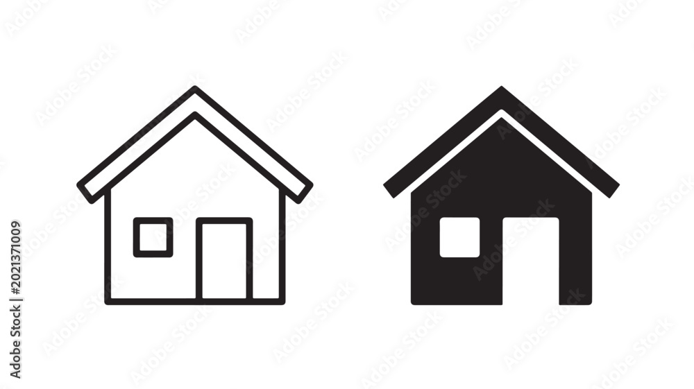 Fototapeta premium Simple House Icons in Black and White for Real Estate Concepts