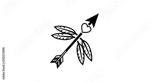Tableau sur toile Heart with Arrow Tattoo Design.