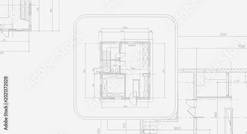 Bild auf Leinwand Detailed Blueprint Architectural Floor Plan Design.