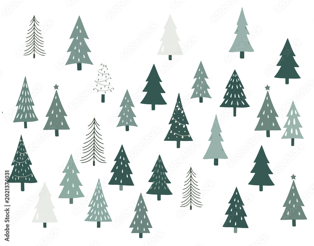 Obraz premium Christmas Pattern Vector PNG | Festive Trees & Holiday Elements