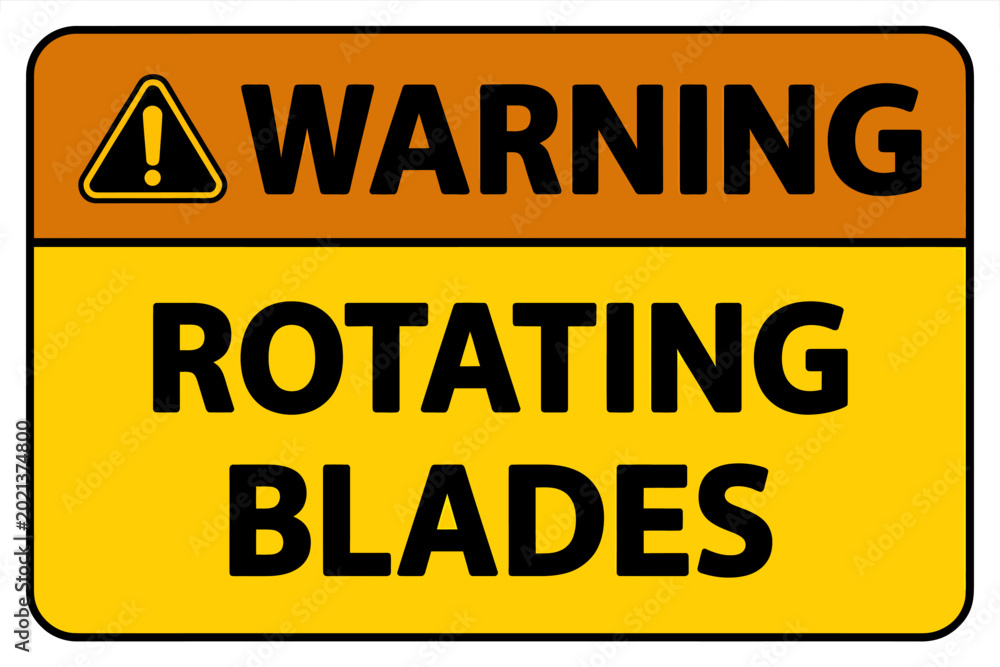 Fototapeta premium Warning sign indicating presence of rotating blades in dangerous areas