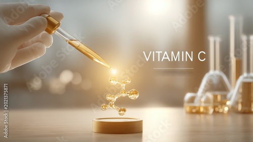 Vitamin c serum with chemistry elements