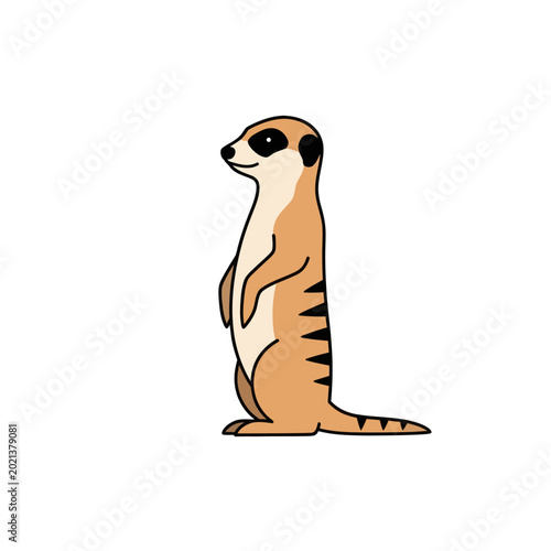 Cartoon meerkat standing on hind legs.