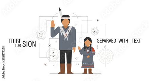 Foto Native American father and daughter standing together in traditional cultural clothing