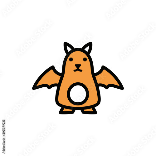 Cartoon orange bat creature standing.