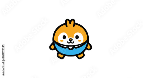 Cartoon orange animal character smiling.