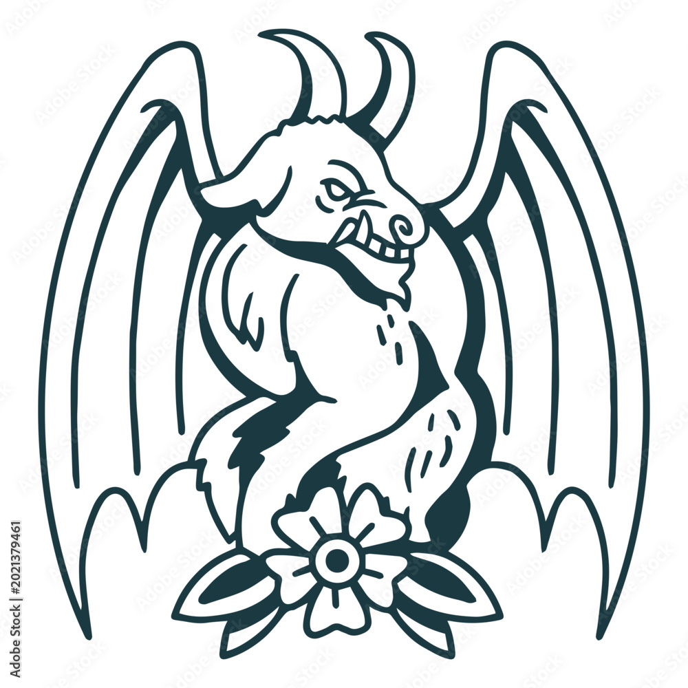 Obraz premium Demon with horns and wings