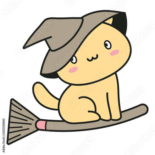 Εκτύπωση καμβά Playful cat on a broomstick