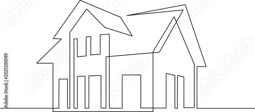 Schilderij op canvas Simple two connected house vector illustration Vector