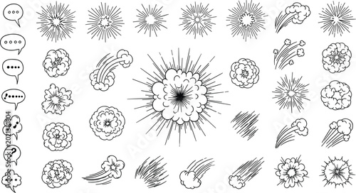 Fotografi 18 Explosion and Burst Icon Set with Impact, Clouds, and Motion Effects for Crea