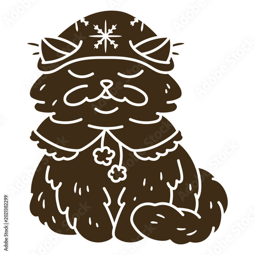 Adorable cat in festive winter attire illustration