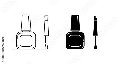 Nail polish bottle and brush set flat design