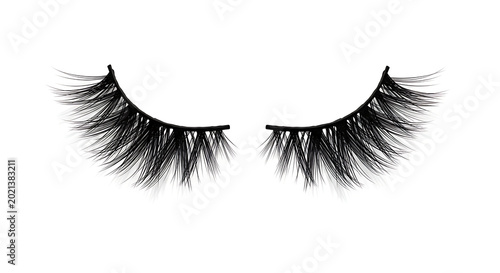 Black eyelashes with wispy texture close-up