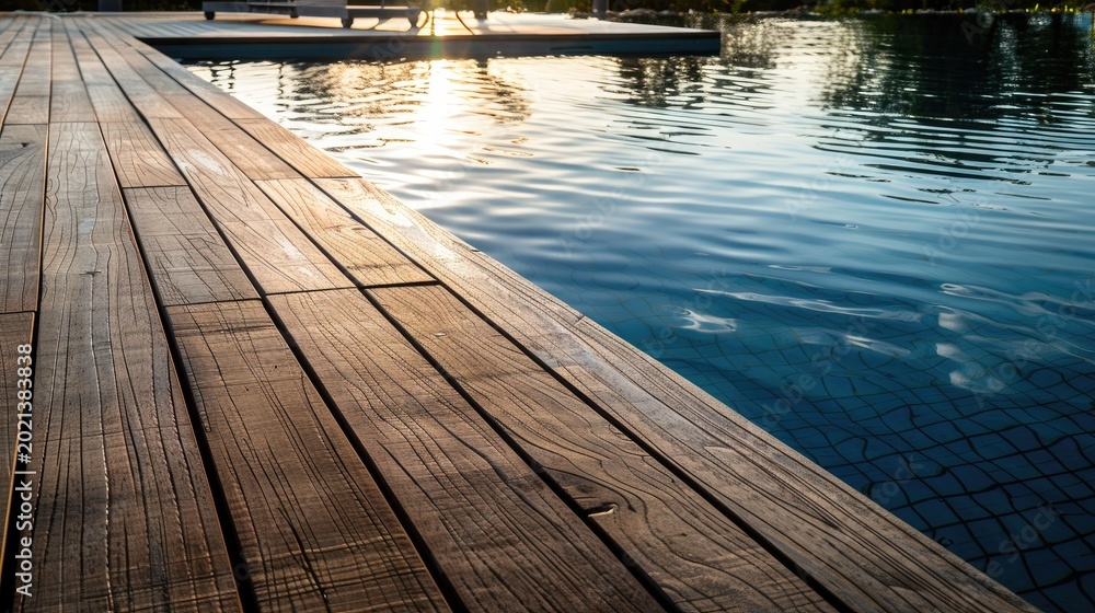 Fototapeta premium Tranquil Sunset Retreat by the Pool